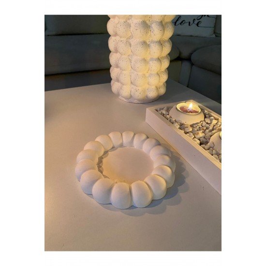 Beton Bardak Altlığı Tabak Takılık Obje 2 Adet