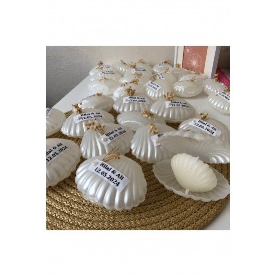 25 Adet Kişiye Özel İstiridye Mum Hediyelik, Nişan, Düğün , Doğum Günü, Kına, Bebek Mevlüdü