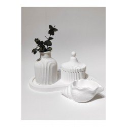 4'lü Beyaz Pinterest Ev Dekorasyon Set Küçük Vazo, Küçük Takı Kutusu, Altlık Tabak, Deniz Kabuğu