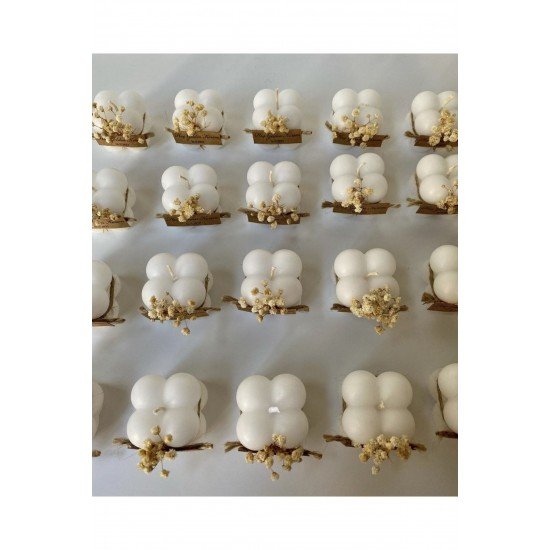 20 Adet Çiçek Süslemeli Hediyelik Bubble Mum