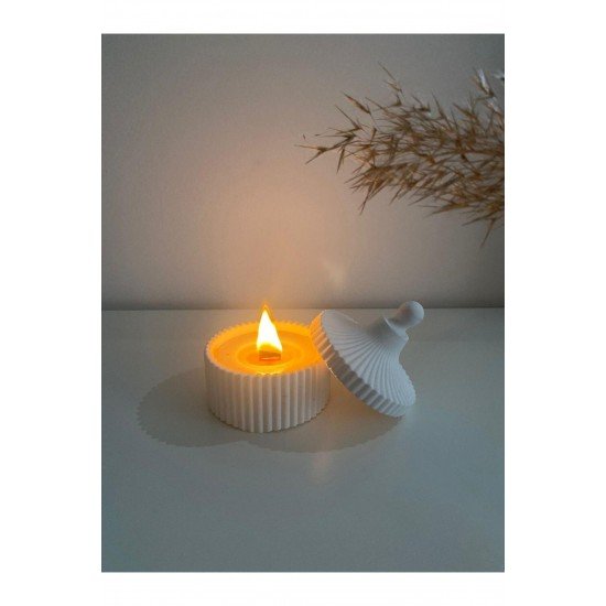 Art Vanilya Kokulu, Beton Saksılı , Bambu Fitilli Dekoratif Mum %100 Doğal Vegan Soya Wax