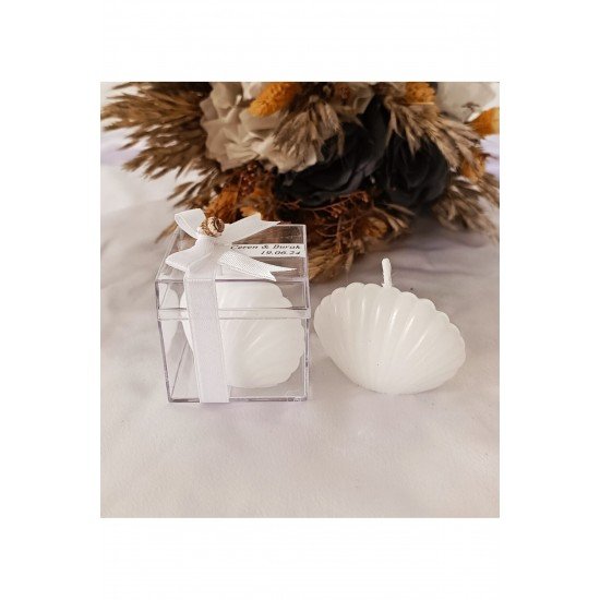 Söz, Nişan, Kına, Düğün, Mevlüt, Nikâh Şekeri Hediyelik Hatıra Kutulu İstiridye Mum 5 Adet