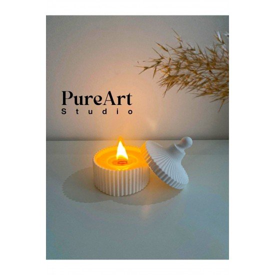 Art Vanilya Kokulu, Beton Saksılı , Bambu Fitilli Dekoratif Mum %100 Doğal Vegan Soya Wax