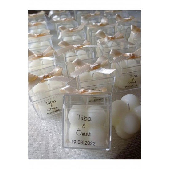 Mika Kutulu Kurdelalı Mini Bubble Mum 10 Adet