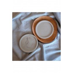 Krem Kahverengi Mermer Görünümlü Yuvarlak Altlık (2 Adet) - 11 cm