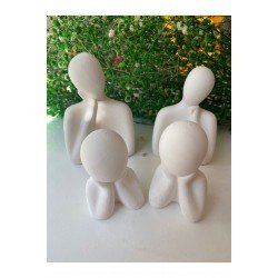 Dekoratif Iki Çocuklu Aile Biblo Kahverengi Biblo