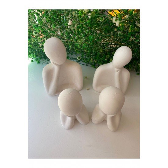 Dekoratif Iki Çocuklu Aile Biblo Kahverengi Biblo