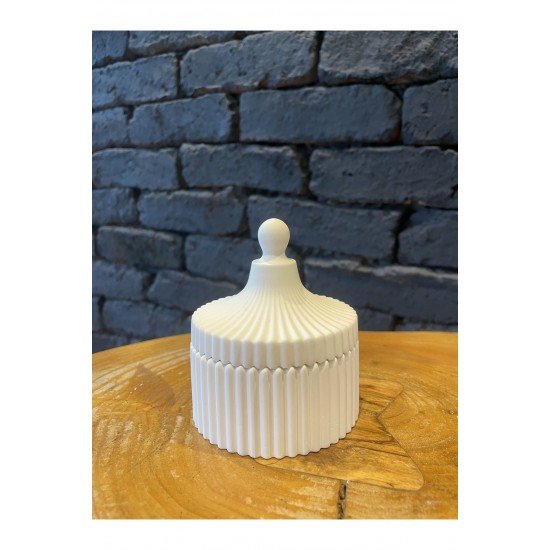 Dekoratif Kapaklı Kutu | Beyaz