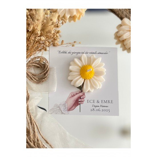 10 Adet Özel Tasarlanmış Kart Ve Mum. Düğün, Nişan, Nikah, Söz, Doğum Günü, Nikah Şekeri Hediyelik