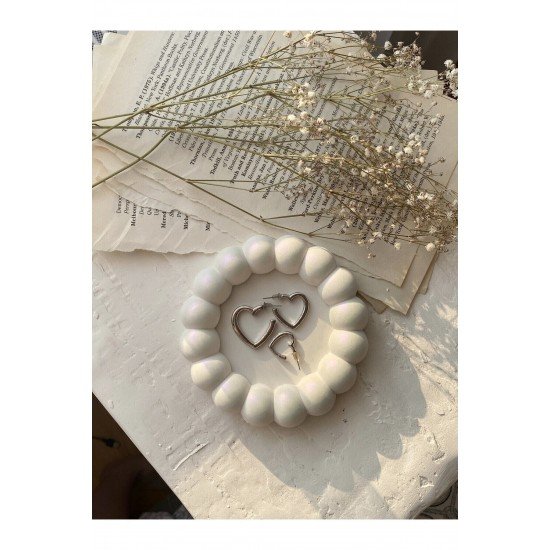 Sedefli Bubble Dekoratif Beton Tabak Bardak Altlığı Takı Tabağı