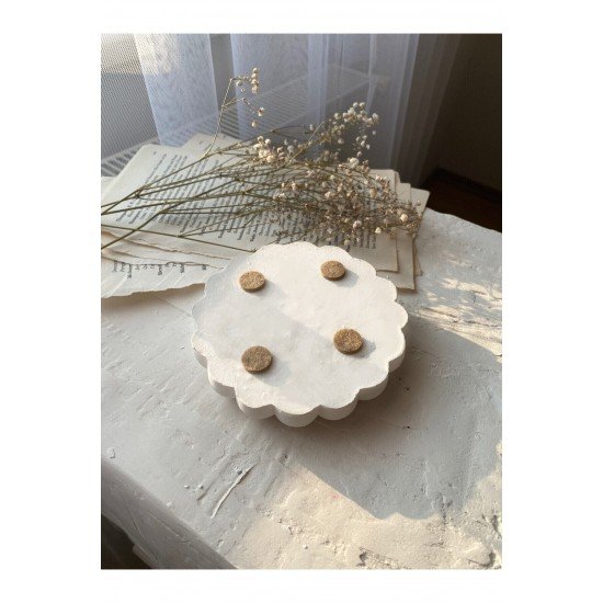 Sedefli Bubble Dekoratif Beton Tabak Bardak Altlığı Takı Tabağı
