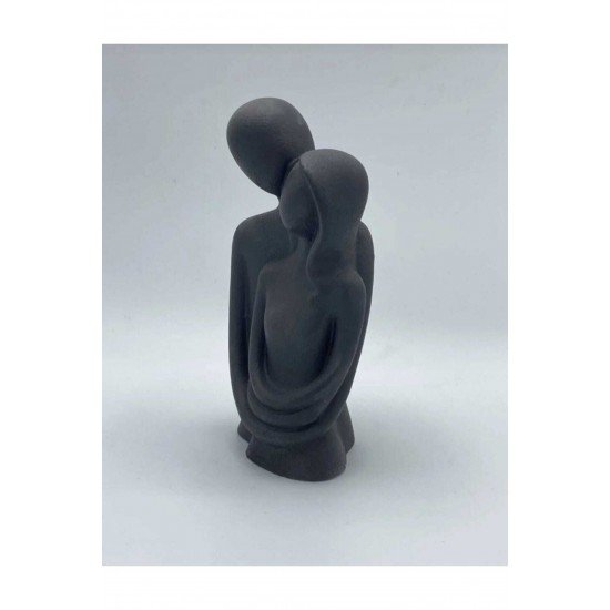 Blue Avm Kadın Erkek Siyah Sarılan Sevgili Aşıklar Dekoratif Obje Ve Biblo Taş Heykel