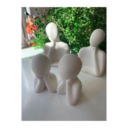 Dekoratif Iki Çocuklu Aile Biblo Kahverengi Biblo