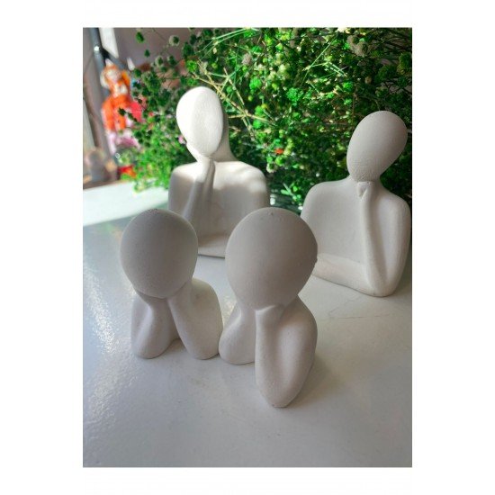 Dekoratif Iki Çocuklu Aile Biblo Kahverengi Biblo