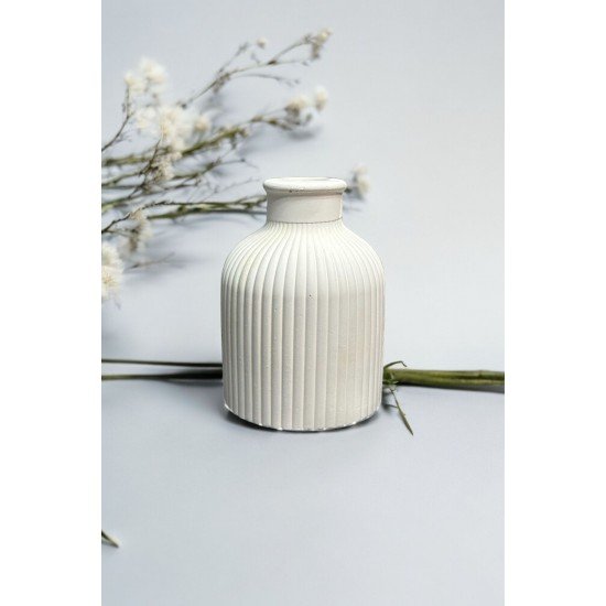 Pinterest Çizgili Tombul Beton Vazo