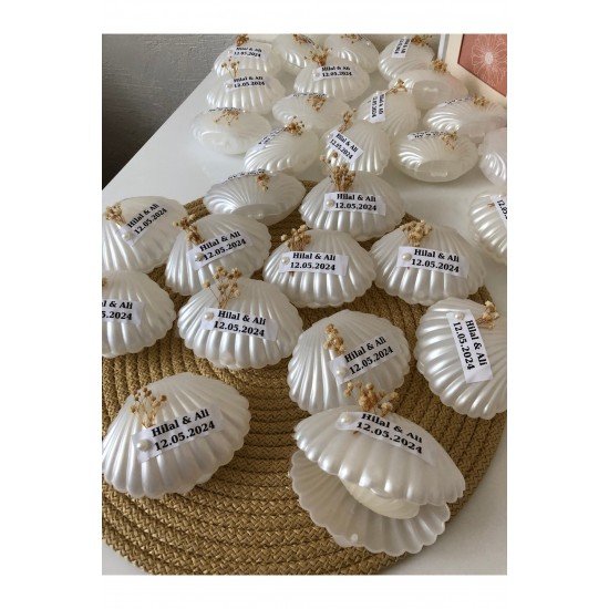 25 Adet Kişiye Özel İstiridye Mum Hediyelik, Nişan, Düğün , Doğum Günü, Kına, Bebek Mevlüdü