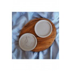 Krem Kahverengi Mermer Görünümlü Yuvarlak Altlık (2 Adet) - 11 cm