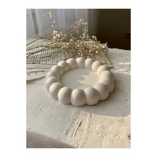 Sedefli Bubble Dekoratif Beton Tabak Bardak Altlığı Takı Tabağı