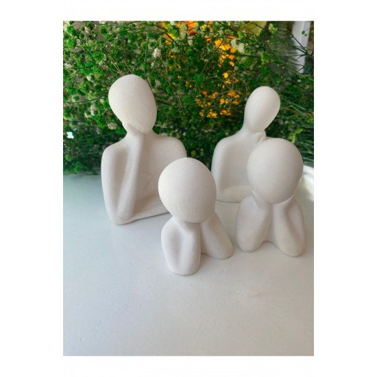 Dekoratif Iki Çocuklu Aile Biblo Kahverengi Biblo