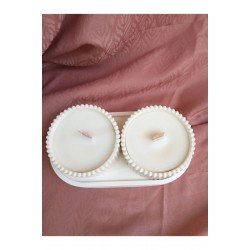 Dekoratif Hediyelik Sunum Atlığı Ve Kase Soya Mumu 3 Parça Set,onun Için Hediye,hediyelik Mum