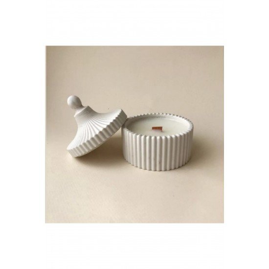 Art Vanilya Kokulu, Beton Saksılı , Bambu Fitilli Dekoratif Mum %100 Doğal Vegan Soya Wax