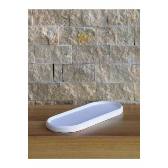 Mum, Saksı Ve Takı Tabağı Oval 24x9 Cm Dekoratif Hediyelik Ham Beyaz