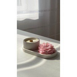 Dekoratif Beton Tabak Hediyeli Mum Seti