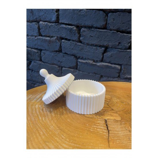 Dekoratif Kapaklı Kutu | Beyaz