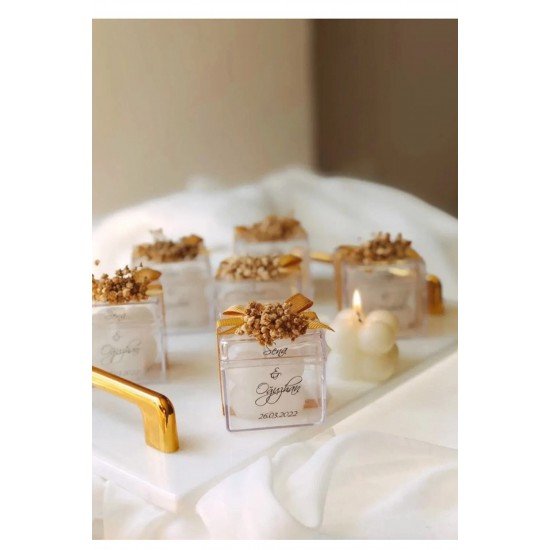 Düğün/nişan/söz/sünnnet/kına Hediyelikleri / Özel Düğün Lüks Mini Çiçekli Bubble Mum - 10 Adet