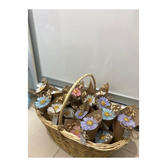 Kişiye Özel Düğün|nişan|söz Hediyelik Papatya Buket renkli mumpalace- 15 Adet