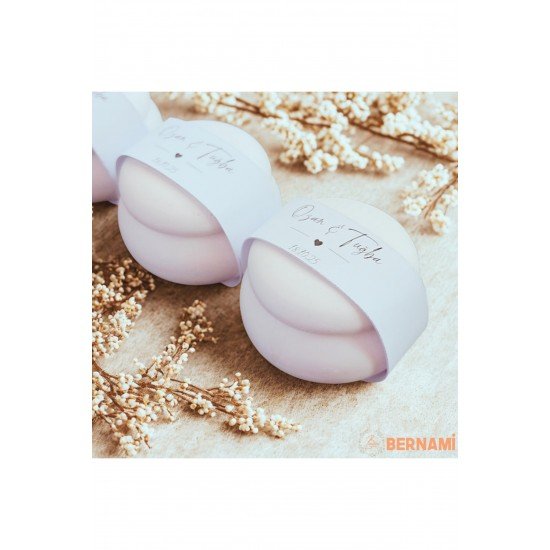 Yuvarlak Taş Tozu Mum Kavanozu Söz Hediyelik, Nişan Hediyelik, Tealight Mumlu Hediyelik - 5 Adet