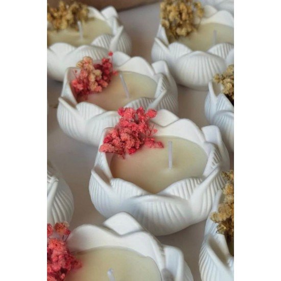 10 Adet Kuru Çiçekli Parafin Mum – El Yapımı Dekoratif Mum Seti