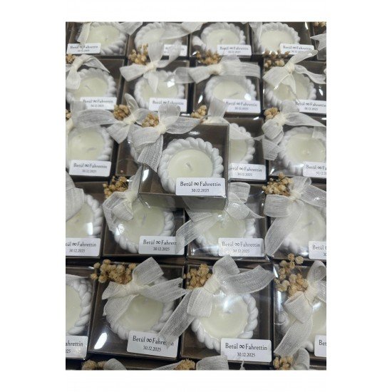 30 Adet Kraft Kutulu Burgulu Mum - Nikah Nişan Kına Söz Hediyeliği