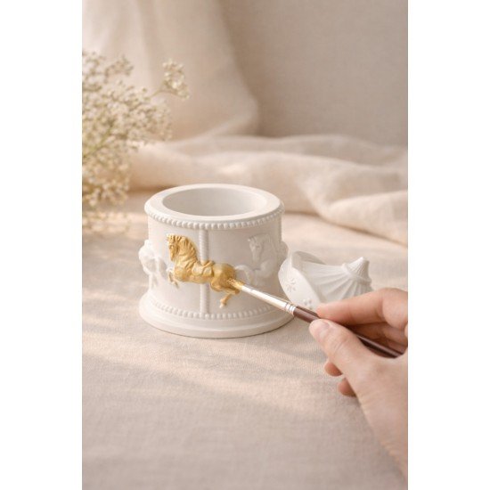 Atlı Karınca Beton Kutu, Boyanabilir, Takı, Mum, Dekoratif Kutu, Carousel Work Shop