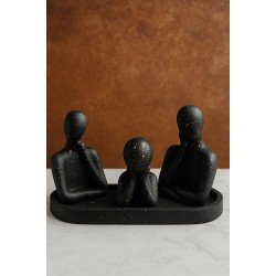 siyah altın püskürtme aile dekoratif biblo