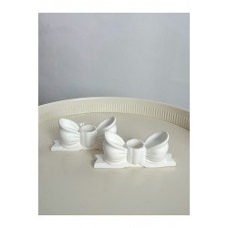 2’li Kelebek Şamdanlık – Dekoratif Beyaz Mumluk Seti | Modern & Şık Tasarım