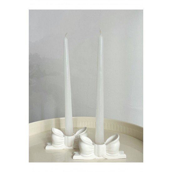 2’li Kelebek Şamdanlık – Dekoratif Beyaz Mumluk Seti | Modern & Şık Tasarım