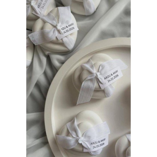 Kişiye Özel Kurdaleli Kalp Taş Tozu Mum – Parafin İçerikli – Söz, Nişan, Nikah Hediyelik (20 Adet)