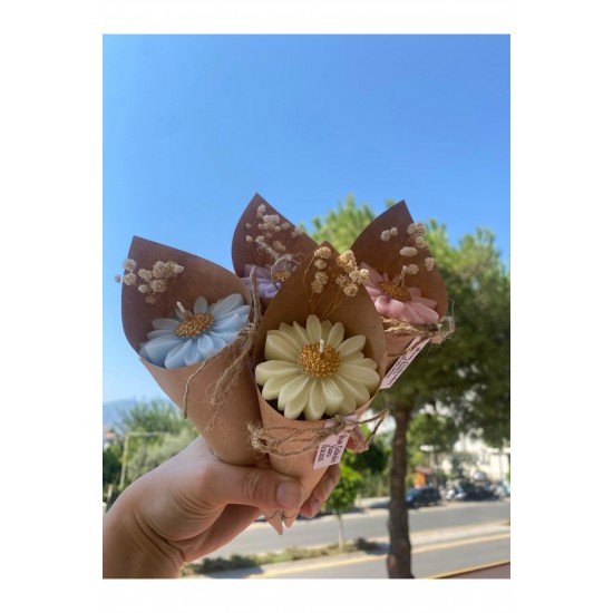 Kişiye Özel Düğün|nişan|söz Hediyelik Papatya Buket renkli mumpalace- 15 Adet