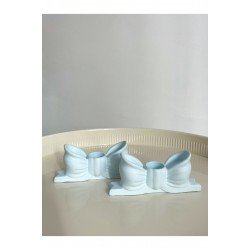 2’li Kelebek Şamdanlık – Dekoratif Mavi Mumluk Seti | Modern & Şık Tasarım