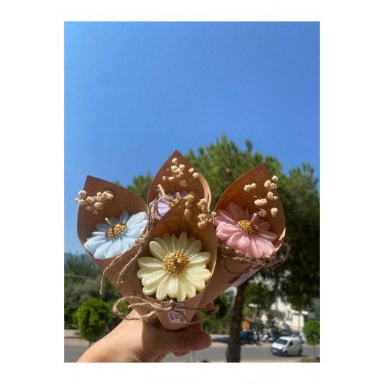 Kişiye Özel Düğün|nişan|söz Hediyelik Papatya Buket renkli mumpalace- 15 Adet