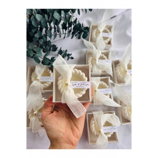 Düğün Söz Nikah Nişan Bebek Doğum Günü Hediyelik Etiketli Burgu Model Mum 10 Adet