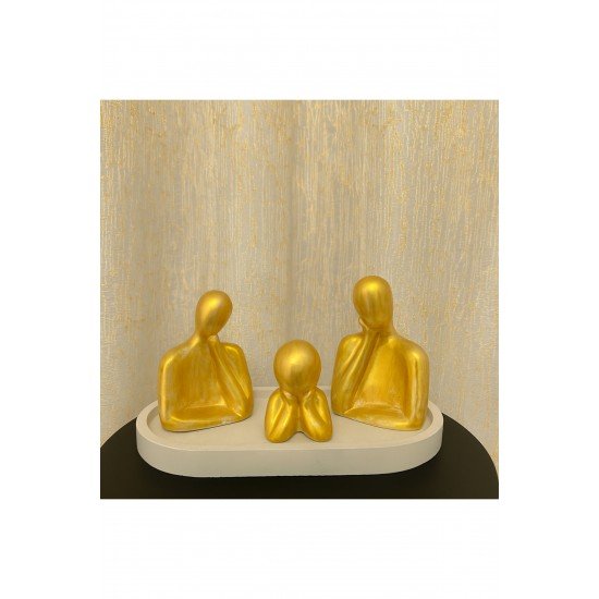 altın soyut aile dekoratif biblo