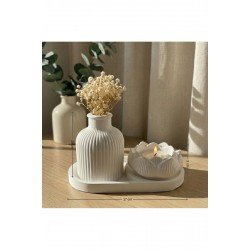 Minimal Dekoratif Nola Tepsi Seti | Vazo & Mumluk