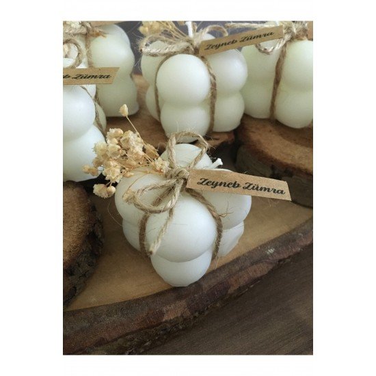 Çiçekli Bubble Mum Hediyelik Bubble Mum Nikah,düğün,nişan,davet,özel Gün Hediyeliği Adet