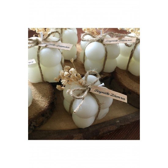 Çiçekli Bubble Mum Hediyelik Bubble Mum Nikah,düğün,nişan,davet,özel Gün Hediyeliği Adet