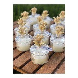 Nikah Nişan Söz Kına Hediyelik Mika Kutu Mum Kuru Çiçekli Yıldızlı 20 Adet Mikakutu1