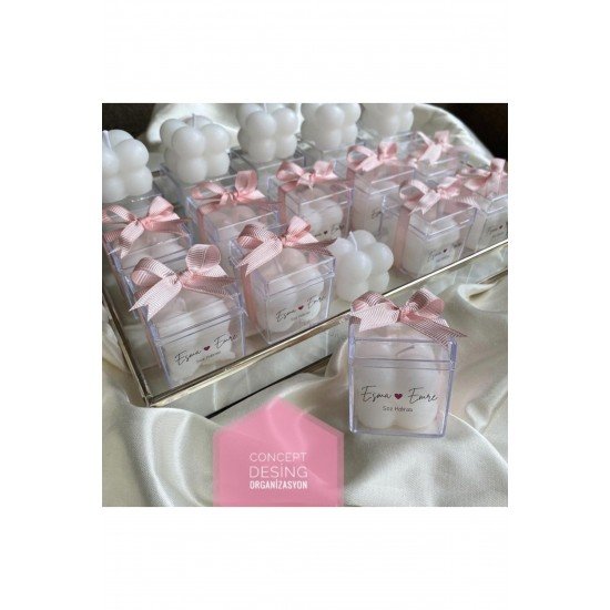 Concept Desing Tasarım Nişan Kına Nikah Düğün Sünnet Hediyelik Dağıtmalık Bubble Mum 25 Adet