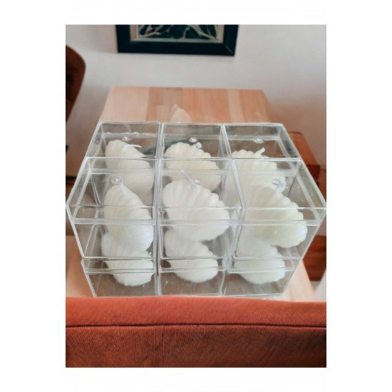 12 Adet Mika Kutu Içinde Mini Istiridye Mum Seti