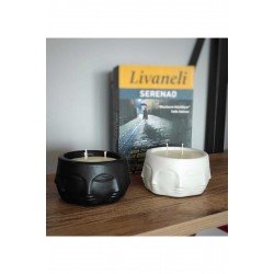 Tiny Patra-beyaz Kokulu Dekoratif Mum 2li Set Siyah- Beyaz Beton Obje 9*6